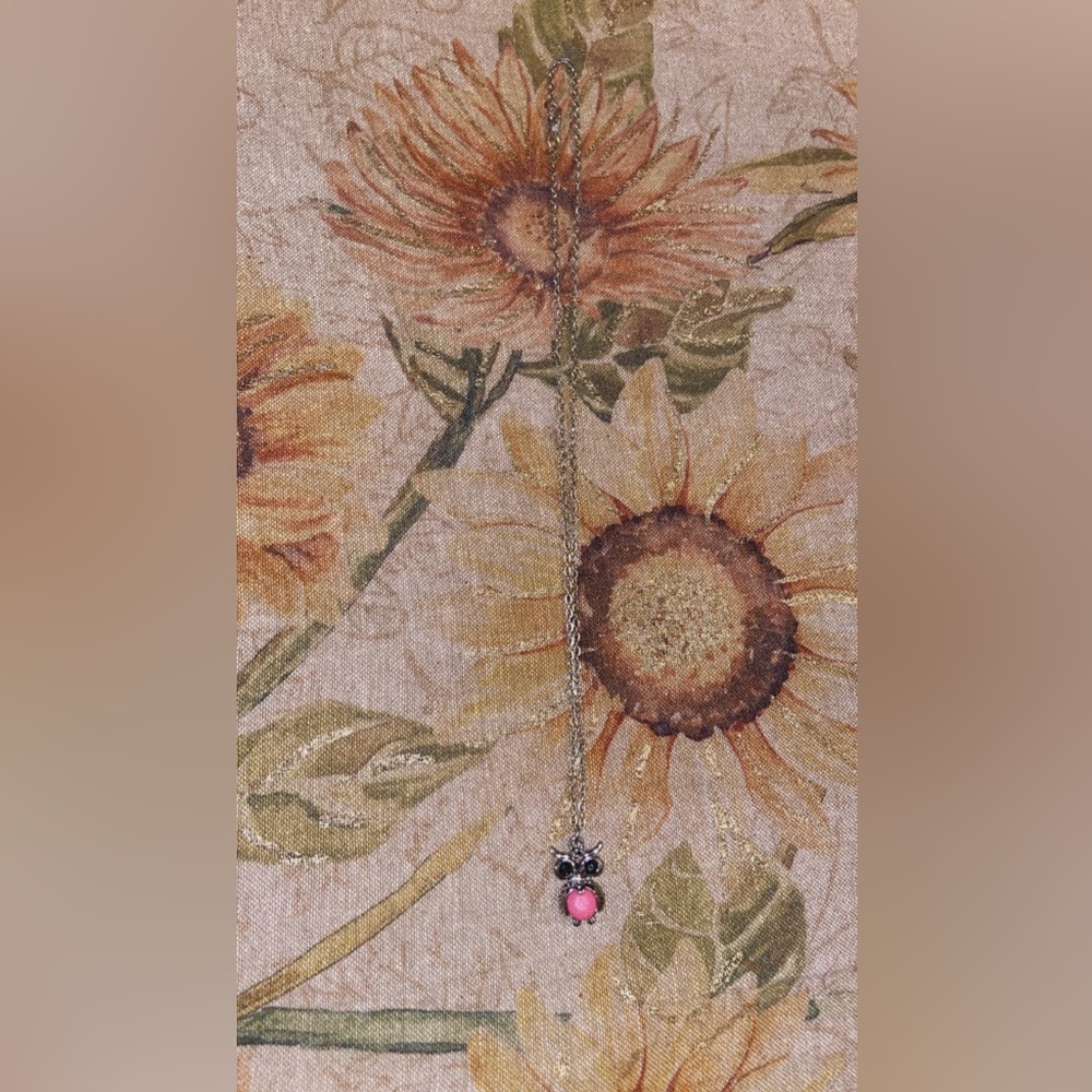 Pink owl necklace